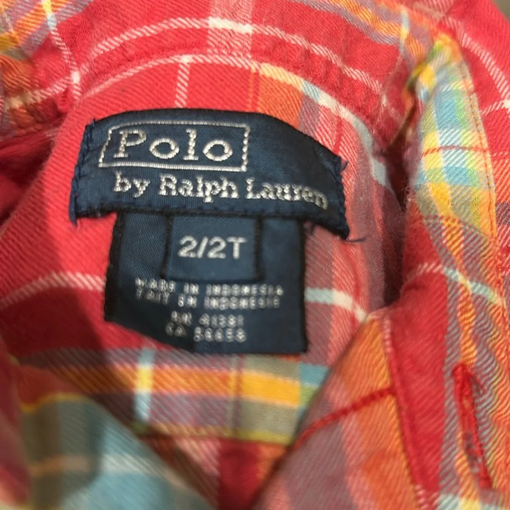 Polo by Ralph Lauren 100%cotton pastel plaid short sleeve button shirt size 2/2T